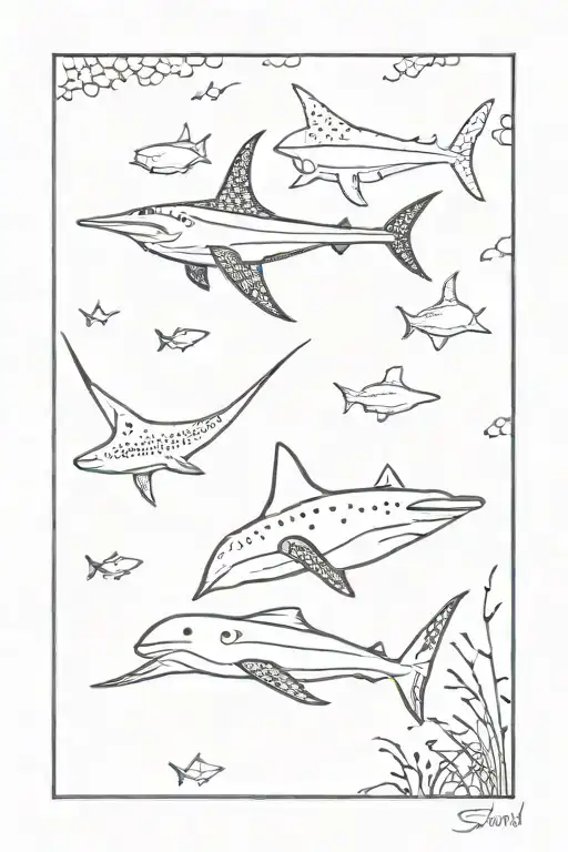 eagle ray and whale shark tattoo design idea