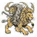 lion with warrior tattoo design idea