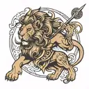 lion with warrior tattoo design idea