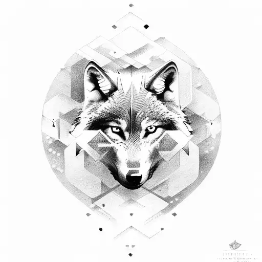 wolf with nordic runes tattoo design idea