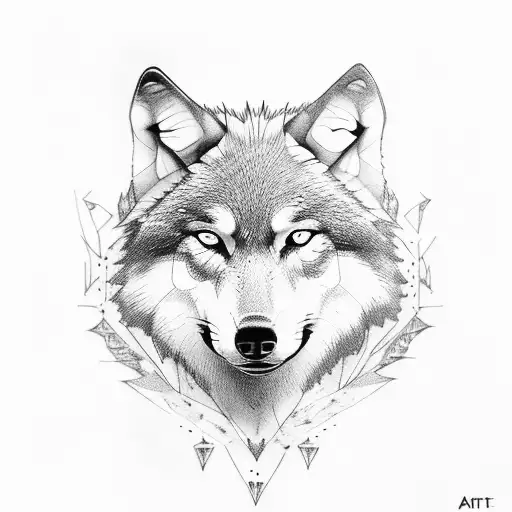 wolf with nordic  tattoo design idea