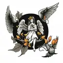 fall angel wings tattoo design idea