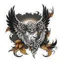 fall angel wings tattoo design idea