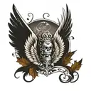 fall angel wings tattoo design idea