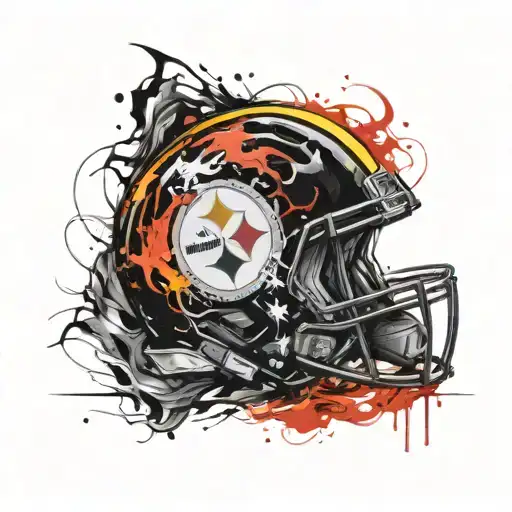 steelers helmet engulfed in flames tattoo design idea