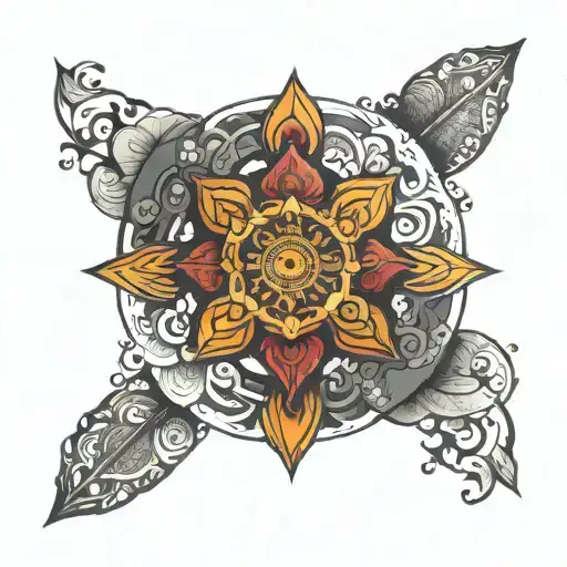 karma chakra with mandala tattoo design idea