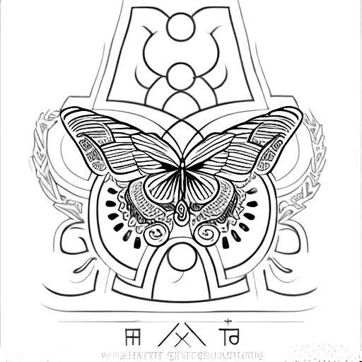 Number 3 in Greek symbol with words "enjoy the butterflies" tattoo design idea