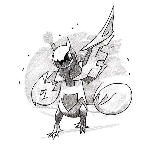 A sketch-style design of a warehouse filled with Pokemon cards, symbolizing your occupation and passion tattoo design idea