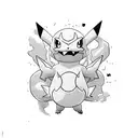 A dynamic composition featuring your favorite Pokemon card surrounded by swirling energy tattoo design idea