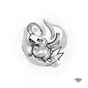 A dynamic composition featuring your favorite Pokemon card surrounded by swirling energy tattoo design idea