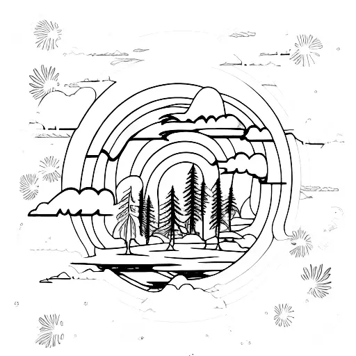 rainbow cypress swamp tattoo design idea
