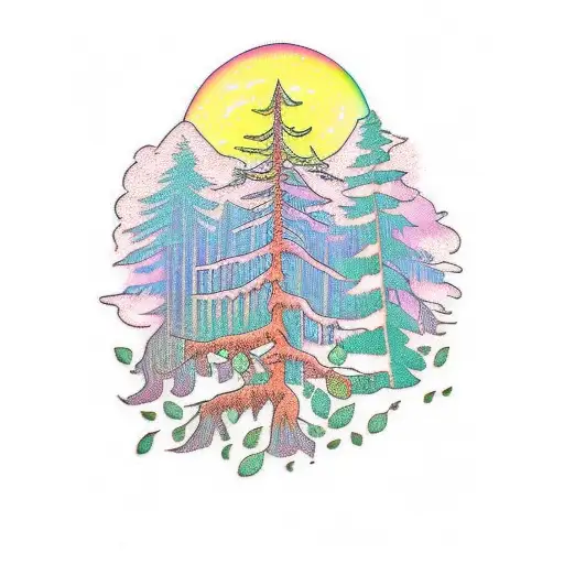 rainbow cypress swamp tattoo design idea