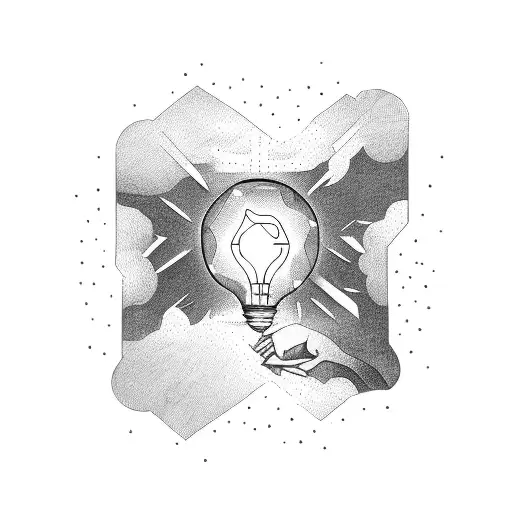 A Broken light bulb inside a Human and the Earth  tattoo design idea