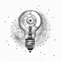 A light bulb surrounded by swirling galaxies tattoo design idea