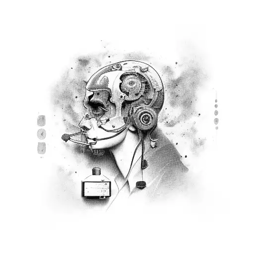 computer with medicine like wallpaper. computer made have good life decisions. and beating agains psychosis/madness.  tattoo design idea