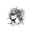 computer with medicine like wallpaper. computer made have good life decisions. and beating agains psychosis/madness.  tattoo design idea