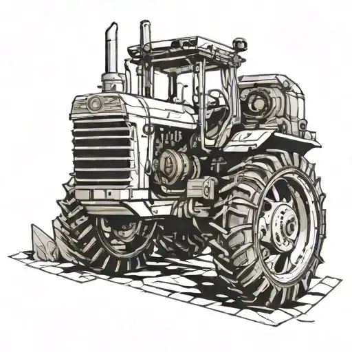 Design a futuristic tractor with astro-themed elements   tattoo design idea