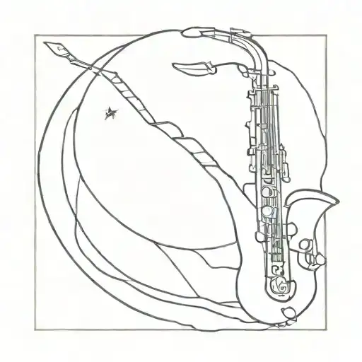 moon with saxophone  tattoo design idea