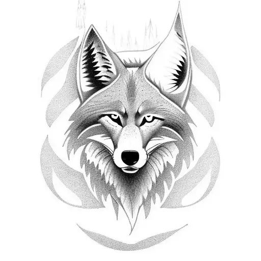 spiritual themed coyote on leg tattoo design idea