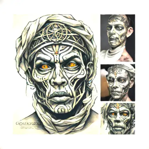 mummy face made tattoo design idea