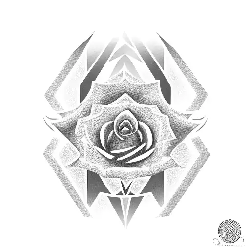 Cyber sigil rose tattoo design idea