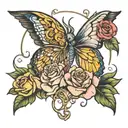 Gemini and rose tattoo design idea