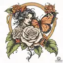 Gemini and rose tattoo design idea