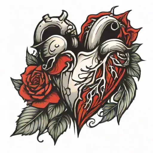 broken heart healed his wounds tattoo design idea