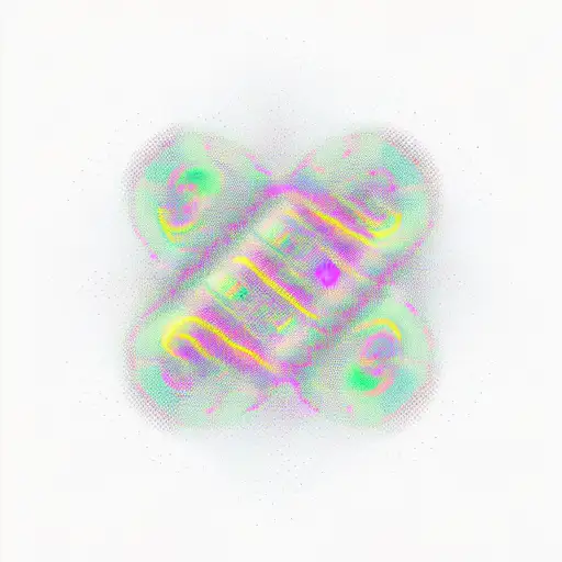 An abstract representation of a rave scene with pulsating lights and dancing figures tattoo design idea