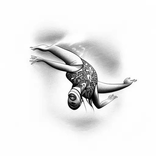 girl diving first into the water tattoo design idea