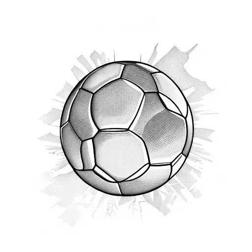 Botanical landscape with a soccer ball hidden amongst the plants tattoo design idea