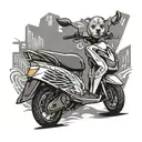 honda dio scooter with bird and dog  tattoo design idea