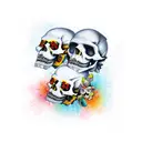 three wise monkeys as skulls with bandanas tattoo design idea