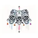three wise monkeys as skulls with bandanas tattoo design idea