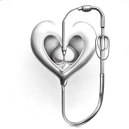 stethoscope, white jasmine, heart  tattoo design idea
