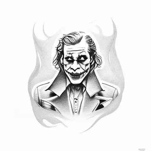 "Everybody's got some face name of poker" with joker tattoo design idea