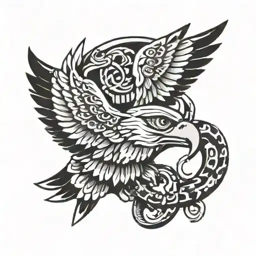 Mayan eagle and snake tattoo design idea