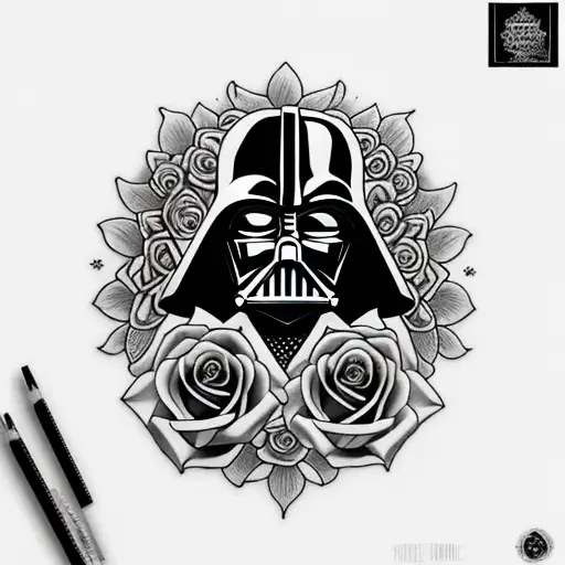 sith completely surrounded by roses tattoo design idea
