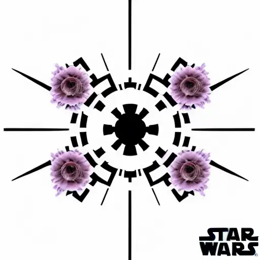 star wars imperial logo surrounded by flowers tattoo design idea