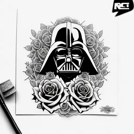 sith completely surrounded by roses tattoo design idea