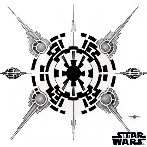 star wars sith logo surrounded by the Death Star tattoo design idea