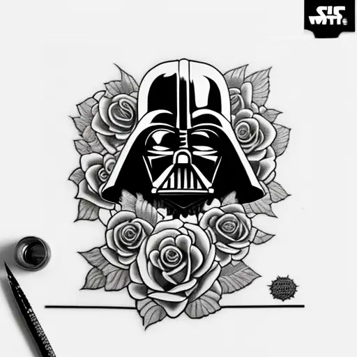 sith completely surrounded by roses tattoo design idea