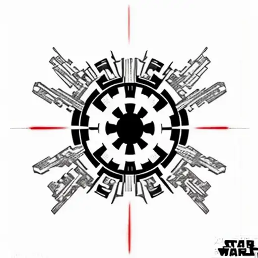 star wars imperial logo surrounded by flowers tattoo design idea