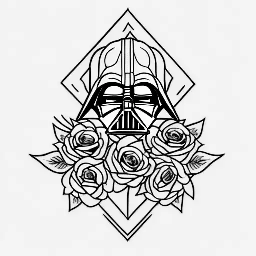 sith tattoo surrounded by roses tattoo design idea