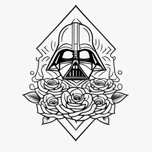 sith tattoo surrounded by roses tattoo design idea