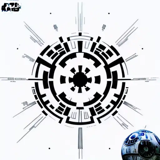 star wars sith logo surrounded by the Death Star tattoo design idea
