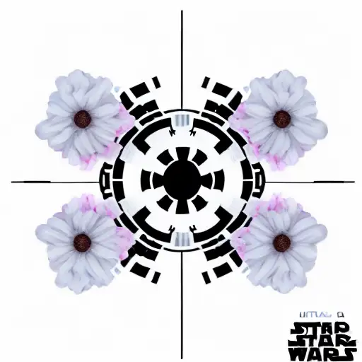 star wars imperial logo surrounded by flowers tattoo design idea