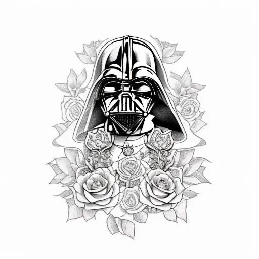 sith tattoo surrounded by roses tattoo design idea