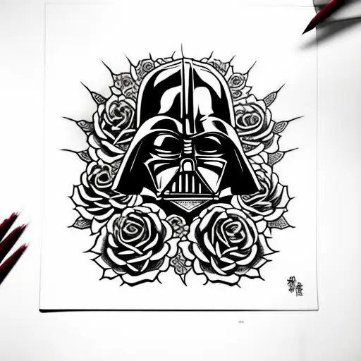 sith completely surrounded by roses tattoo design idea