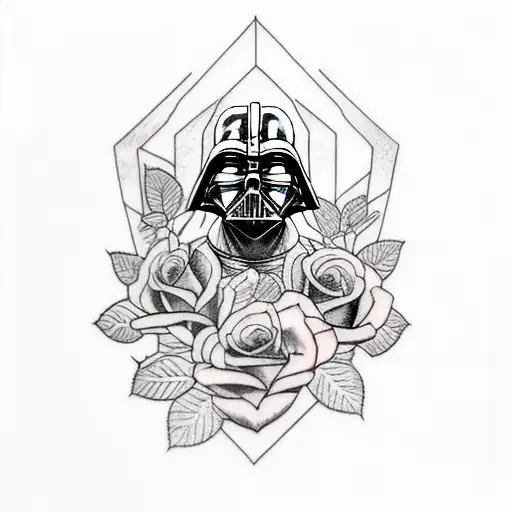 sith tattoo surrounded by roses tattoo design idea